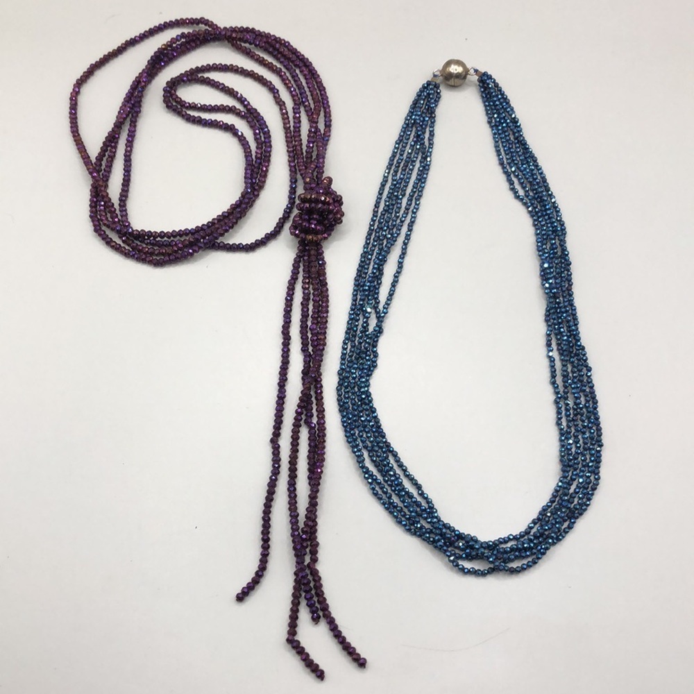 Curated bundle dazzling micro crystal sparkling neckalces lot 2 lariat & collar